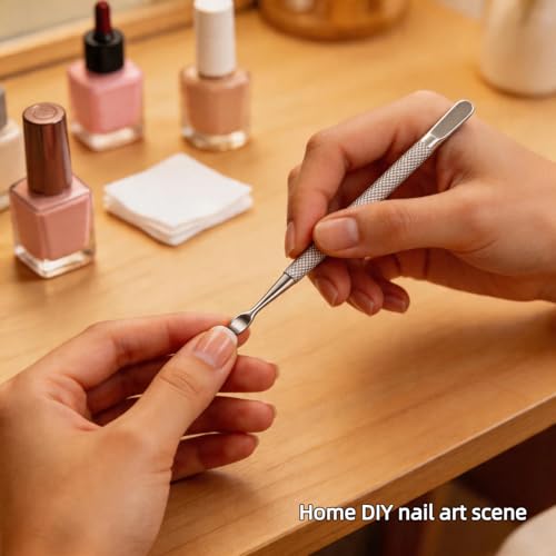 Dual Sided Stainless Steel Cuticle Pusher and Spoon Nail Cleaner 2-Pack