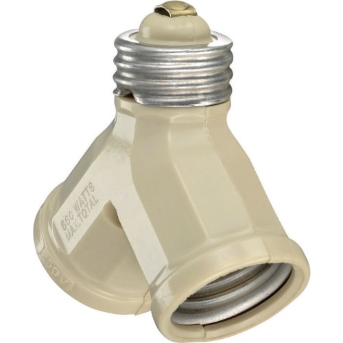 Leviton Twin Light-Socket Adapter, 15A 660W, Ivory