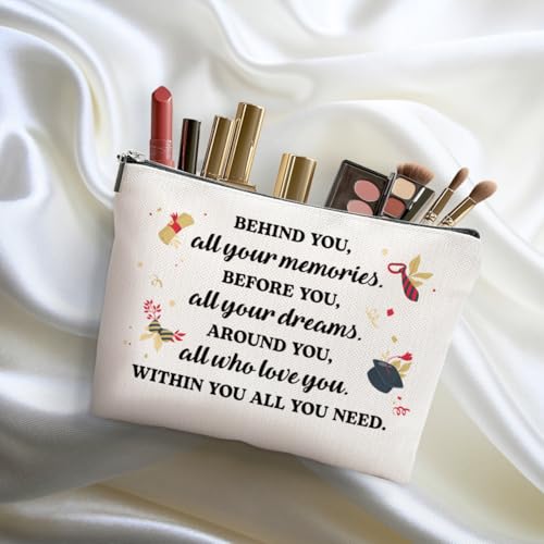 Graduation Gift Linen Makeup Bag Inspirational Cosmetic Pouch