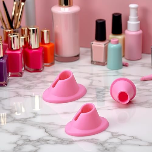 2-Pack Pink Rubber Nail Polish Holders - Anti-Spill Stand