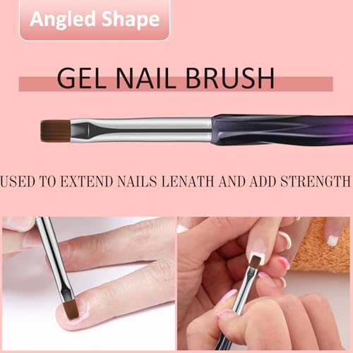 Gemsanva 3-Piece Nail Art Clean Up Brushes Set - Black Purple
