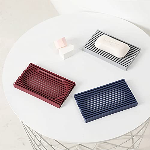Silicone Shower Soap Dish with Drain - Flexible & Durable (2PCS, Navy)