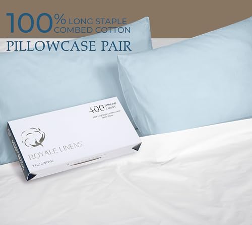 Queen Pillowcase Set - 400 Thread Count 100% Cotton, Blue