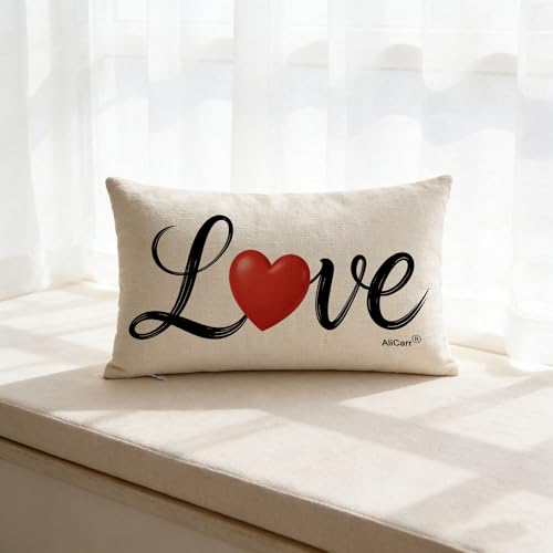 Love Hearts Throw Pillow Cover 12x20 Inches - 3love Design