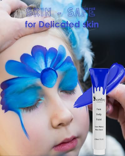 HONLLEY Royal Blue Face and Body Paint Cream - Hypoallergenic Water-Based Makeup for Costume Cosplay Halloween SFX