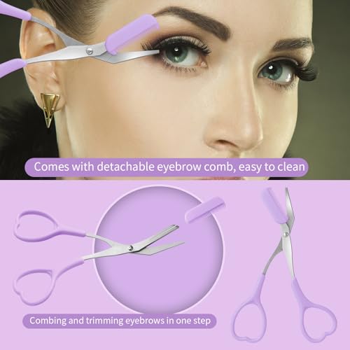 Eyebrow Trimmer Scissors with Comb and Razor Set