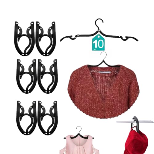 Foldable Travel Hangers - 10 Pack Black Portable Clothes Hangers for Camping & Cruise