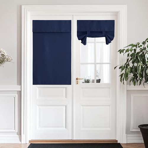 NICETOWN Navy Blue Blackout French Door Curtains 34x48 Inches Pack of 1