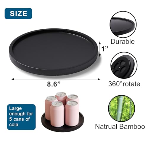 VERTORGAN Bamboo Lazy Susan Organizer - 360° Rotating Tray for Kitchen, Cabinet & Pantry