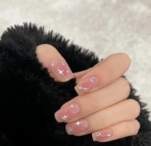 Star Nail Art Stickers 6 Sheets with Tweezer 3D Self-Adhesive Decals