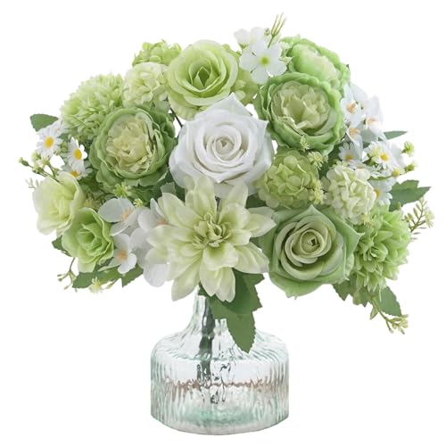 Artificial Flower Set - 4 Pcs Peony and Rose Bouquets for Home Decor