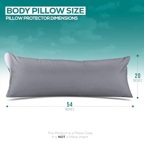 Utopia Bedding Waterproof Body Pillow Protectors, 20x54, Gray - Pack of 2