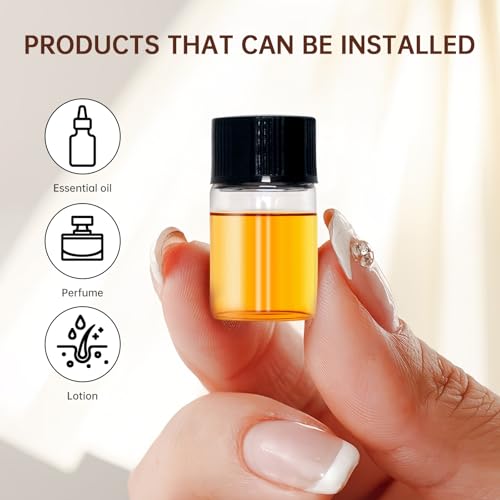 eispap 2ml Mini Glass Bottles Clear Essential Oil Vials with Black Lids, 4 Pack