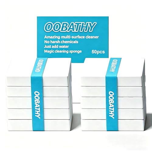 Oobathy Magic Cleaning Sponges 50 Pack - Heavy-Duty Melamine Erasers for Kitchen & Bathroom