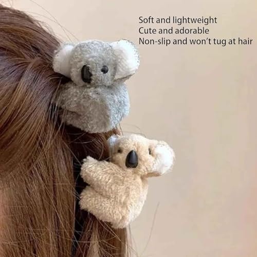 Mozff Plush Koala Hair Claw Clips 3 Pcs Cute Animal Hair Barrettes