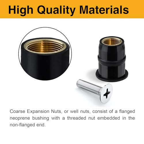 10Pcs M6 Neoprene Well Nuts Kit with Stainless Steel Screws for Marine, Motorcycle, Kayak & Windscreen Accessories - High Strength Rubber Fasteners.