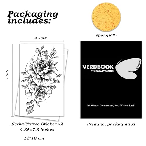 VERDBOOK Semi-Permanent Floral Cluster Temporary Tattoos (2 Sheets)