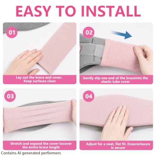 4 Pcs Breathable Cervical Neck Brace Covers - Soft Pink Support Sleeves