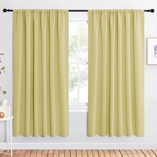 NICETOWN Bedroom Window Curtain Panels, Paler Yellow, 2 62 in x 72 (W