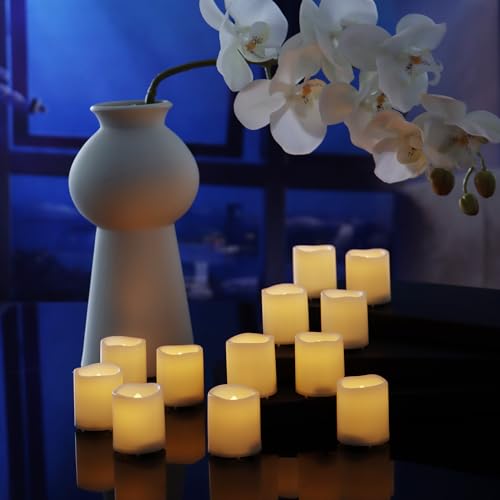 12-Pack Battery Operated Flameless LED Votive Candles - Warm White