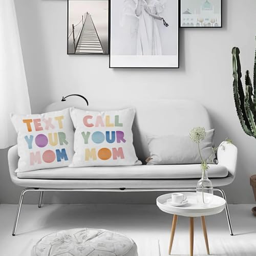 Funny Colorful Call Your Mom Pillow Cover 18x18 for Dorm & Home