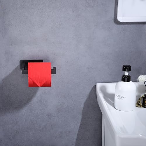 LANC Matte Black Self-Adhesive Toilet Paper Holder - Right-Facing Wall Mount