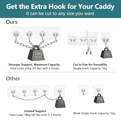 14 Pack Heavy-Duty Shower Caddy Adhesive Hooks for Bathroom & Kitchen