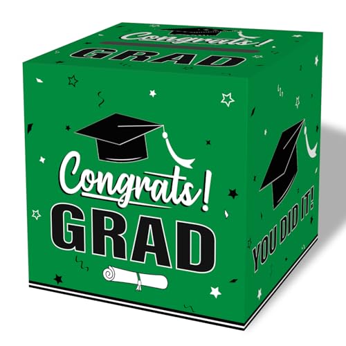 Green Graduation Card Box 2026 - Foldable Party Decor