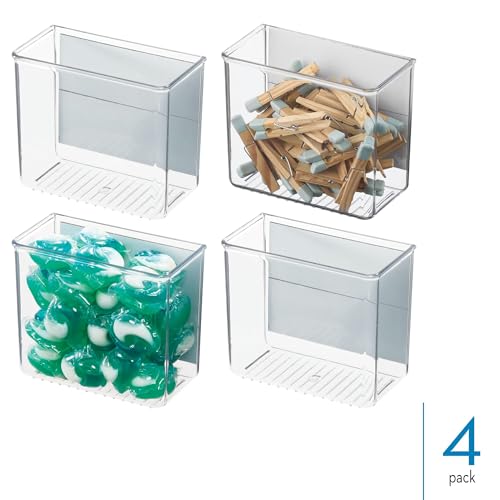 iDesign Magnetic Organizer Bins, Small Clear Storage for Laundry, 4-Pack
