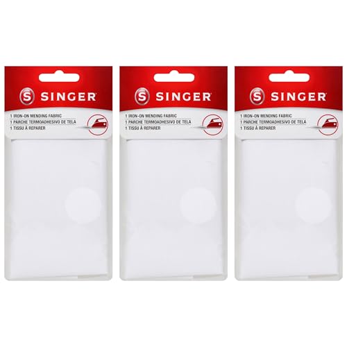 SINGER Iron-On Mending Fabric Patch - 7x16 Inch White (3 Pack)