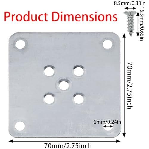Sunnates 4-Pack Furniture Leg Mounting Plates for Sofa & Chair Repair