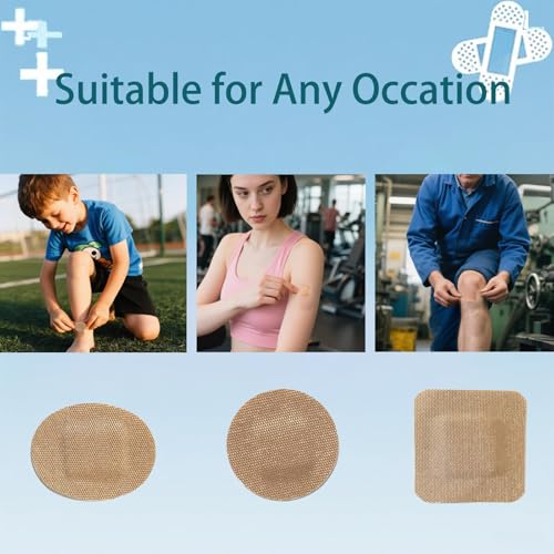 120Pcs Breathable Fabric Small Bandages, Round Oval and Square Flexible Adhesive Strips for Face and Small Wounds Protection Care