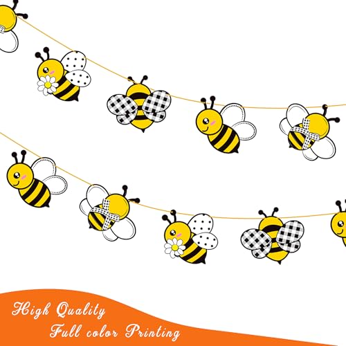Bee Party Banner Set - 2PCS Honeybee Themed Decorations for Baby Showers