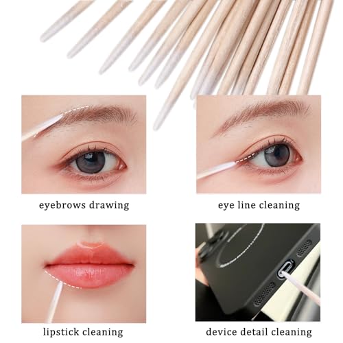 FSpronail Pointed Tip Cotton Swabs with Wooden Sticks - 200pcs