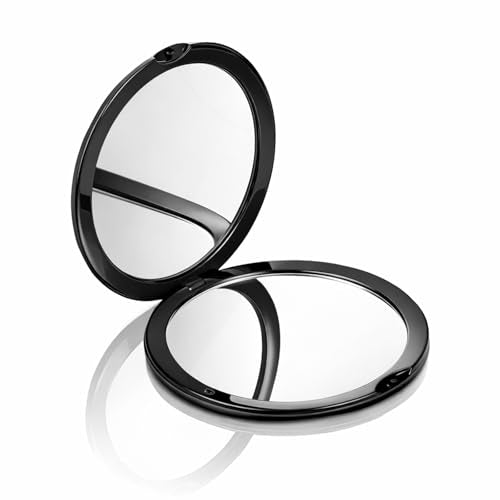 Twisina Pocket Compact Mirror 1X/20X Magnifying Round Makeup Mirror Black