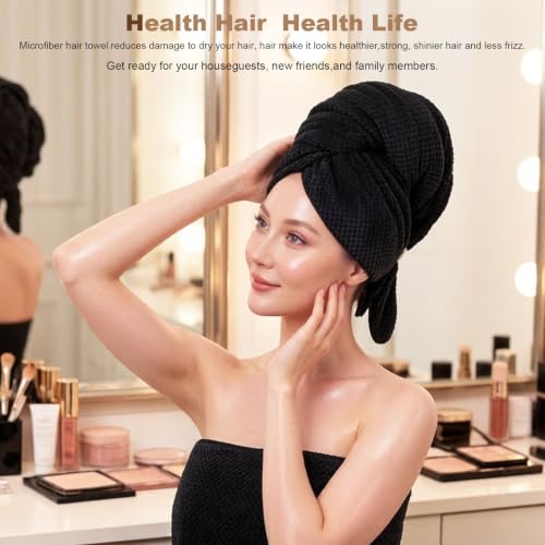 Wuwahold Microfiber Hair Towels Set - Super Absorbent & Quick Drying (2 Pack, 40" x 20")