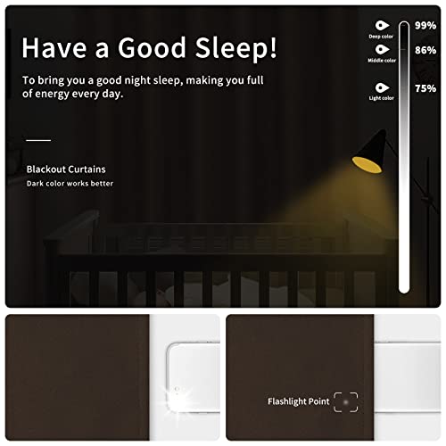 Easy-Going Thermal Blackout Curtains, 46x63 Inch Grommet Drapes, Dark Brown