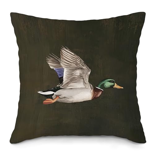 Farmhouse Vintage Mallard Throw Pillow Cover - 18x18 Inch