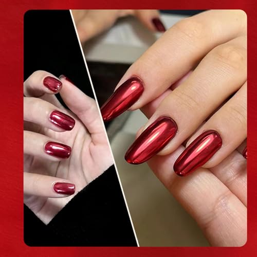 Gyraolvant Red Chrome Nail Powder Metallic Mirror Effect Pigment Art