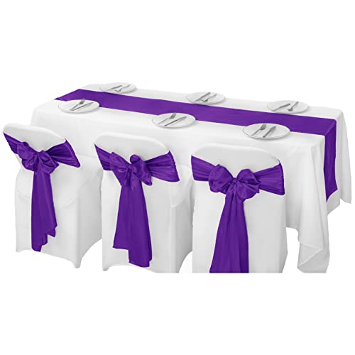 Purple Satin Table Runner 12x108 Inches - 24 Pack for Wedding & Party Decor