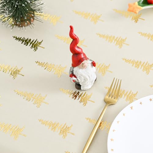 Horaldaily Beige Christmas Tree Sequin Tablecloth 60x140 Inch Rectangular