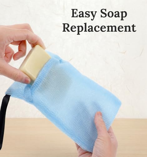 Exfoliating Bar Soap Pouch & Scrubber Bag 4-Pack - Nylon Soap Saver
