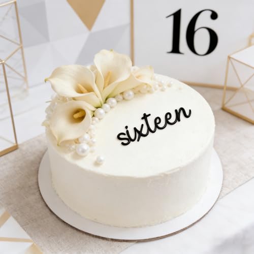 Elegant Acrylic 'Sixteen' Cake Topper for 16th Birthday & Anniversary