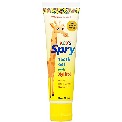 Spry Natural Kids Xylitol Tooth Gel, Strawberry Banana, 2 Fl Oz (Pack of 3)