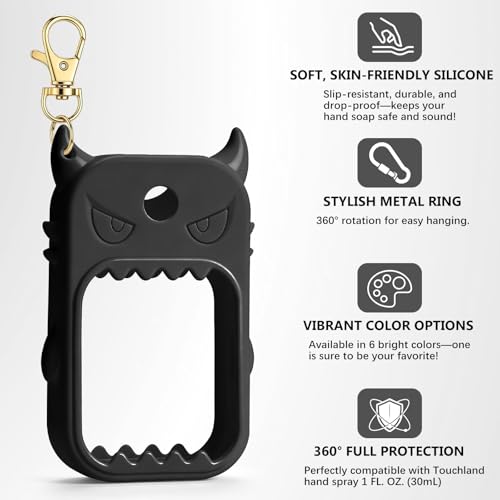 JAMIEWIN Monster Silicone Case for Touchland Hand Sanitizer with Keychain
