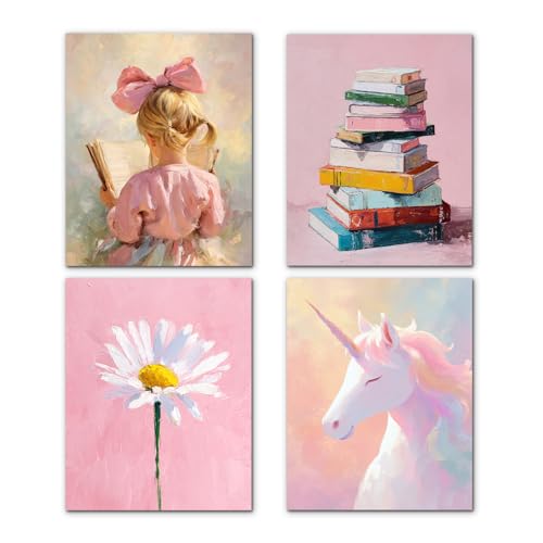 Pastel Pink Girl Nursery Wall Art Prints - Set of 4 8x10 Decor