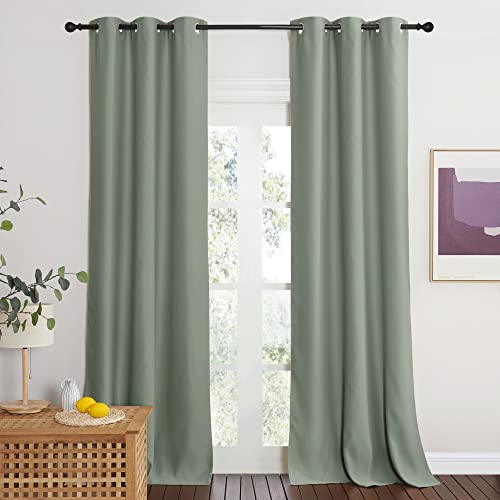 NICETOWN Sage Green Door Curtain Panel - 42" W x 95" L Blackout Thermal Insulated Room Divider