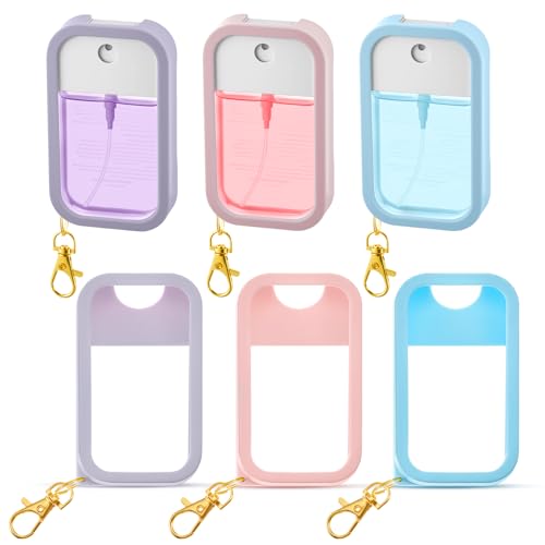 Honeydak 3 Pcs Silicone Hand Sanitizer Spray Cases Pink Blue Purple