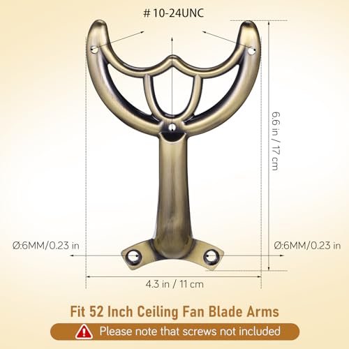 UKCOCO Ceiling Fan Blade Arm Replacement - Gold Zinc Alloy Fixes Wobbly Fans, Coffee Variation