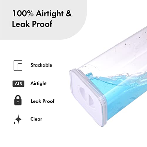 Neoflam Smart Seal 8pc Patent Airtight Kitchen Pantry Canister/Organizer Clear Plastic Container & Simple Twist Lids, 100% Leak Proof, Dishwasher Safe, BPA Free, Cereal, Dry Food Storage Set, White